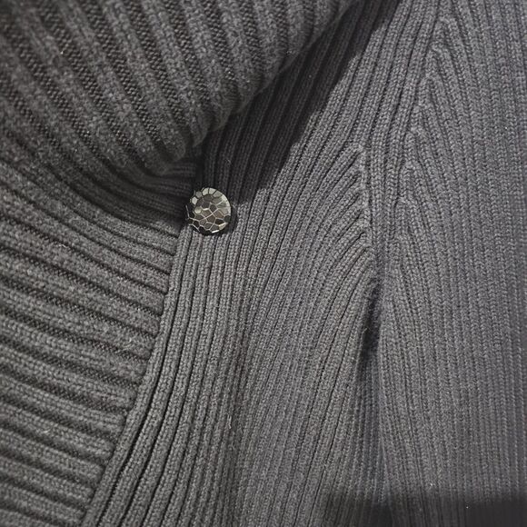 Calvin Klein Jeans - Cardigan Sweater Ribbed Wrap Knit - Size L - Black - Picture 5 of 7